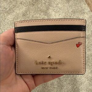 Kate Spade Blush Card Holder with Heart Accent